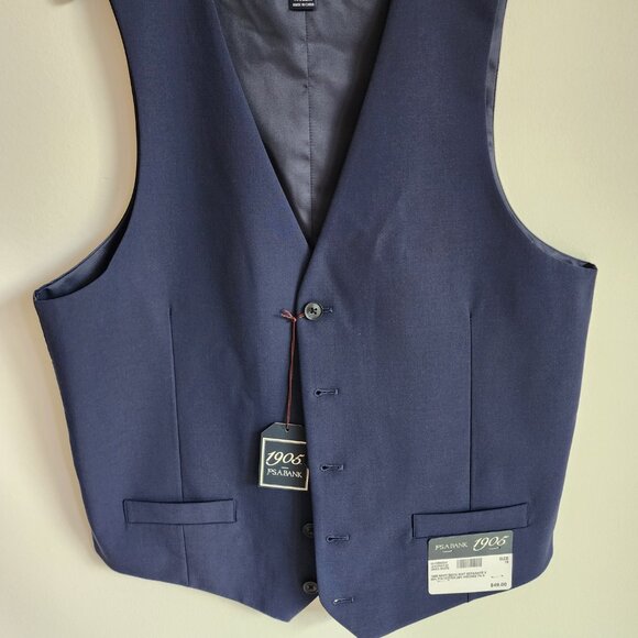 Size 18 Boys Vest Navy Blue Wedding Ringbearer Jos A Bank Kids Polyester Nwt New - Picture 9 of 17